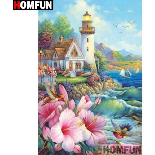 HOMFUN Full Square/Round Drill 5D DIY Diamond Painting "Flower sea landscape" Embroidery Cross Stitch 5D Home Decor Gift A30120