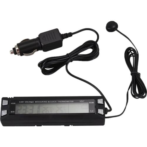 3 in 1 Car Digital Auto Thermometer Voltmeter Clock Volt Temperature Monitor 12V Outdoor Indoor LED Orange/Blue Backlight