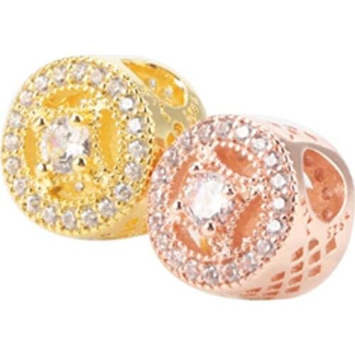 Bewill S925 Sterling Silver Hot Selling Diamond Hollow Beads Fit Original Bracelet Necklace DIY Jewelry