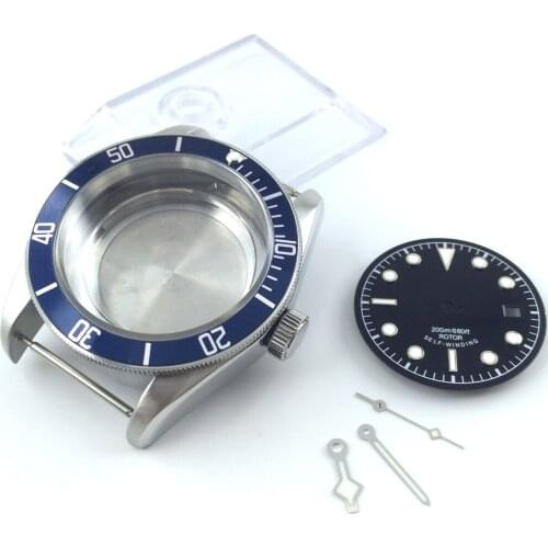41mm sapphire glass Watch Case + dial + hand fit ETA 2836 mingzhu 2813 miyota 82 series MOVEMENT