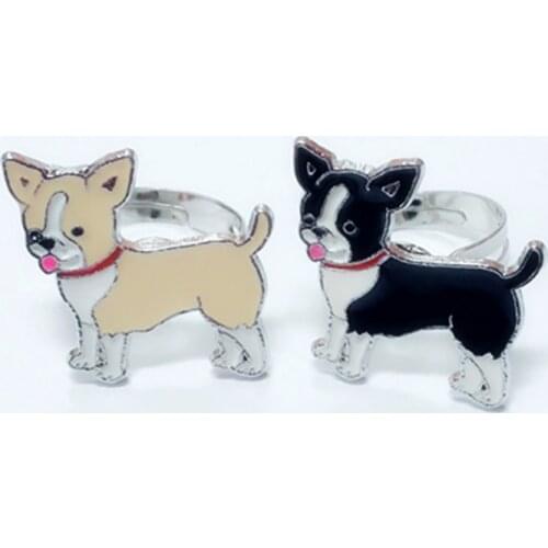 Chihuahua dog rings for women men silver color zinc alloy open adjustable male female party ring fashion jewelry with gift box