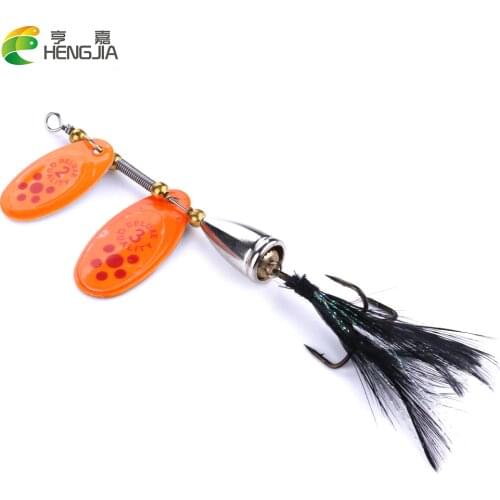 HENGJIA 1PCS 6.5CM-13G Isca Artificial Metal Spinner Spoon Hard Bait Fish With Feather Fishing Lures Tackle Vibration Hard Bait
