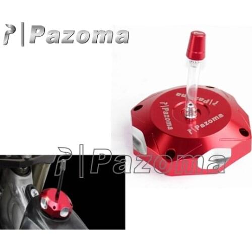 PAZOMA Motorcycle Red CNC Fuel Cover Gas Tank Cap Cover For Kawasaki KLX450R 2008-2014 KFX450R 2008-Later