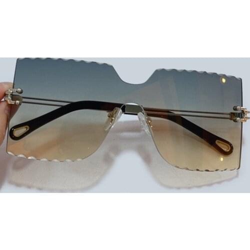 Brand Fashion Square Sunglasses Women Men Luxury Female Rimless Gradient Sunglasses With Box UV400
