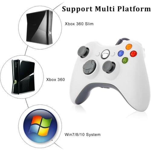 New Wired Game Controller Black /White Flexible button Gamepad For Xbox 360 Microsoft PC Windows USB Joystick Laptop Best Gift