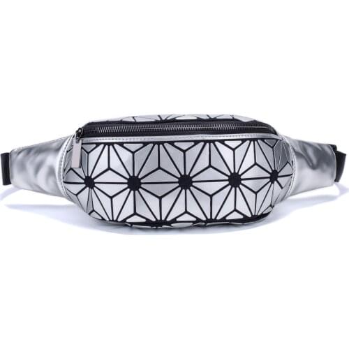 9.5 Inch Luxury Geometric Luminous Chest Bag,Pu Breast Bag,Chest Pack for Short Trip,Tide Hip Bag,Chest Phone Pouch,Shoulder Bag