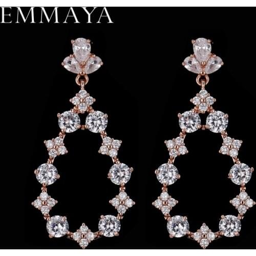 EMMAYA New Eco-Friendly Beautiful Rose Gold Color Earrings for Women AAA CZ Earring For Girls and Women