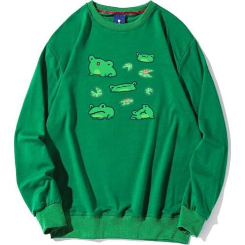 Frog Sweatshirt Pullover Oversize Cute Hoodie Crewneck Cotton Sweatshirts Korean Women Hoodies Casual Long Sleeve Unisex Clothes