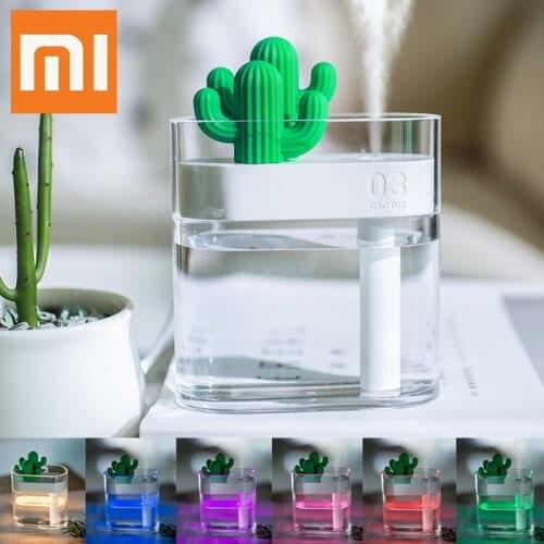 Xiaomiyoupin 160ML Ultrasonic Air Humidifier Clear Cactus Color Light USB Essential Oil Diffuser Car Purifier Aroma Diffusor