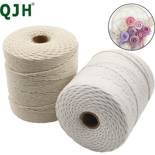 2mmx 340m Natural Beige Soft Cotton Cord Rope Craft Macrame Artisan String DIY Handmade Tying Thread Cord Rope