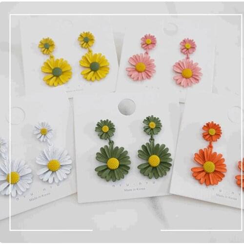 Vintage Colorful Chrysanthemum Glazing Drop Earrings DIY Jewelry Making Findings Acceossires