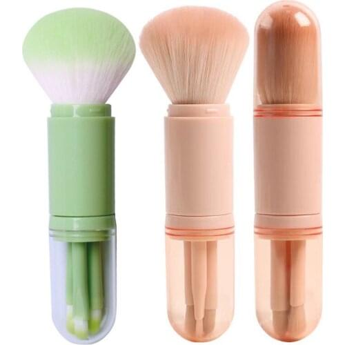 Retractable 4 In 1 Makeup Brushes Tool Set Cosmetics Loose Powder Blush Blush Blending Beauty Makeup Brushes Portable