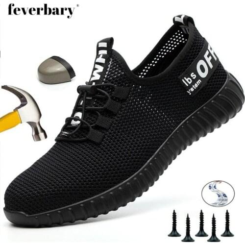 Safety Shoes For Men Breathable Work Shoes Lightweight Steel Toe Cap Construction Work Trainer Women Mesh Sneakers