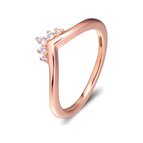 Woman Ring Rose Gold Tiara Wishbone Ring Sterling Silver Jewelry For Woman Jewelry Make Up Fashion Jewelry Rings