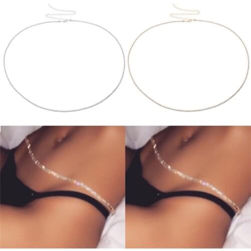 1Pc Rhinestone Waist Chain Sexy Summer Beach Bikini Silver/ Color Bling Halter Women Waist Belly Chain Jewelry