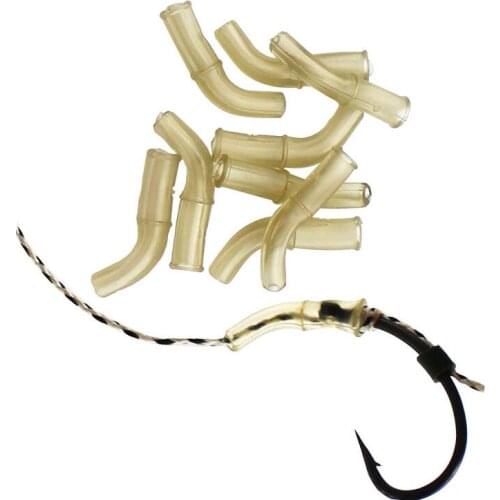 20PCS Carp Fishing Line Aligner Short Hook Sleeve Soft Rubber Elbow Anti Tangle Sleeve for Hair Rig Fishing Terminal Accessories