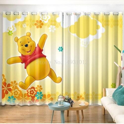 2021 Winnie the Pooh Blackout Bear Curtains Bedroom Living Room Kitchen Computer Room Home Decoration for Children Kids Gifts