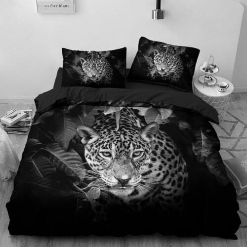 3D Bedding Sets Leopard Black Duvet Quilt Cover Set Comforter Bed Linen Pillowcase King Queen Full Size 140*210 Home Texitle