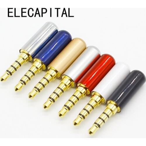 7pcs Copper Gold Plated 1/8" 3.5mm Male Mini Jack Plug soldering 4 pole plug Repair Headphone Cable Solder