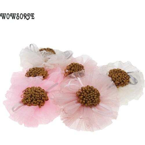 8cm Korean baby boutique Diy lace flower Accessory without headband No clips Christmas Wedding girls Hair Accessories 5pcs/lot