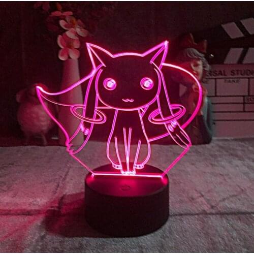 Atmosphere 3D Lava Base Lamp Puella Magi Madoka Magica LED Night Light Sensor Anime Nightlight Color Changing Remote Control
