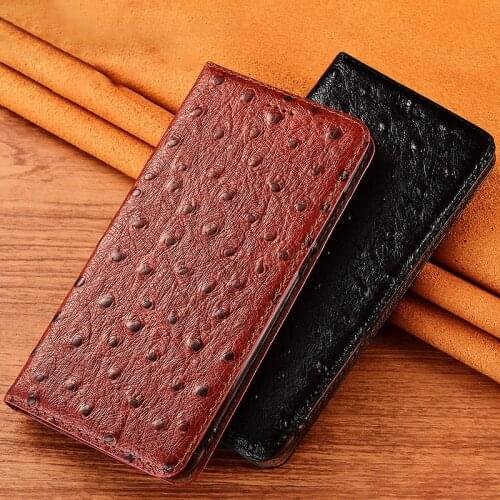 Ostrich Veins Genuine Leather Case Cover For OnePlus 3 3T 5 5T 6 6T 7 7T 8 8T 9 9R Pro Wallet Flip Cover