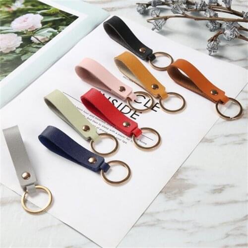 8 Colors Fashion Leather Keychain Business Gift Leather Key Chain Men Women Car Key Strap Waist Wallet KeyChains Keyrings