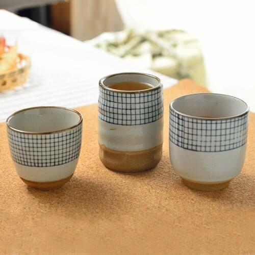 Ceramic Cup Japanese And Korean Soup Swallow Cup Tea Stoneware Ceramic Hand-Painted Mug Lattice Creative Mug