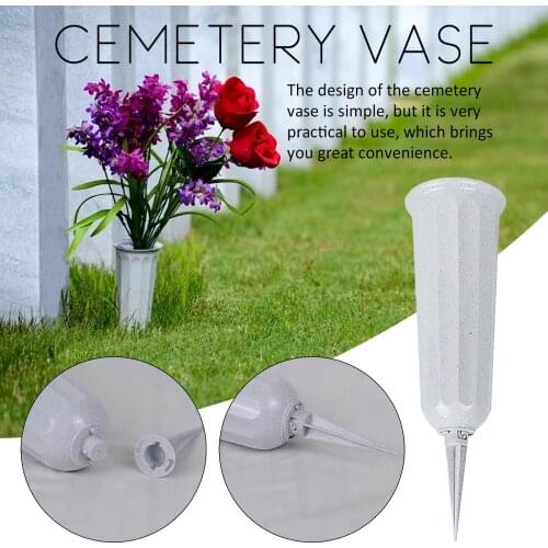 Top Selling Cemetery Flower Vase Decoration Plastic Memorial Floral Vase With-Stake Outdoor Cemetery Flower Pots Dropshipping