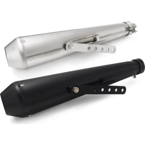 Retro motorcycle modified universal fish mouth silencer silent stainless steel half back pressure tail exhaust pipe rear section