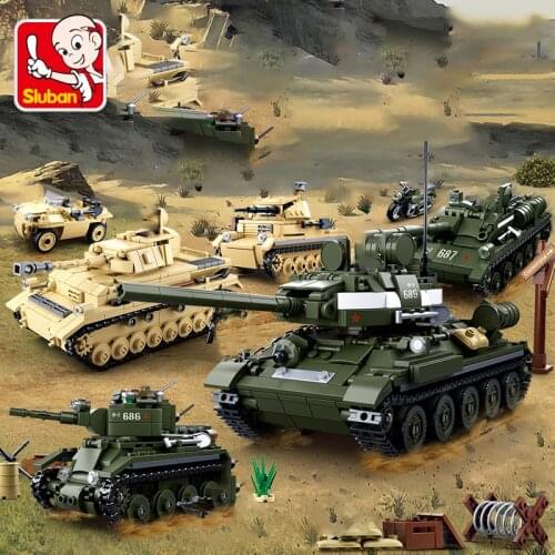 T34 Militarys Tanks World War 2 Army Figures Set Troops Building Blocks Brick Model Toy WW2 Friends Gifts