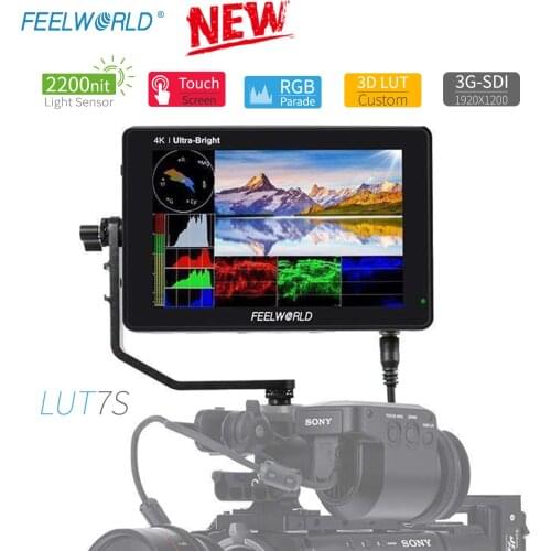 New FEELWORLD LUT7S 7 Inch 2200nits 3D LUT Touch Screen DSLR Camera Field Monitor with Waveform VectorScope