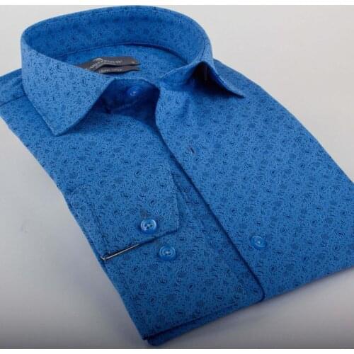 2020 New Arrival Solid Causal Formal Business Long Sleeve Button Down Blue Shirt Dress Fashion Carlo Potti Brand Clothing