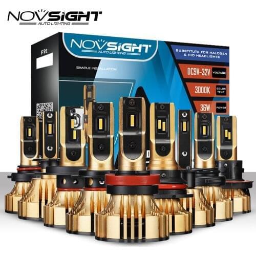 NOVSIGHT 72W 12000LM Car Led Headlight Bulbs H4 LED H7 H1 H3 H11 H13 HB3/9005 HB4/9006 HB5/9007 LED Headlamps 3000K Gold Yellow