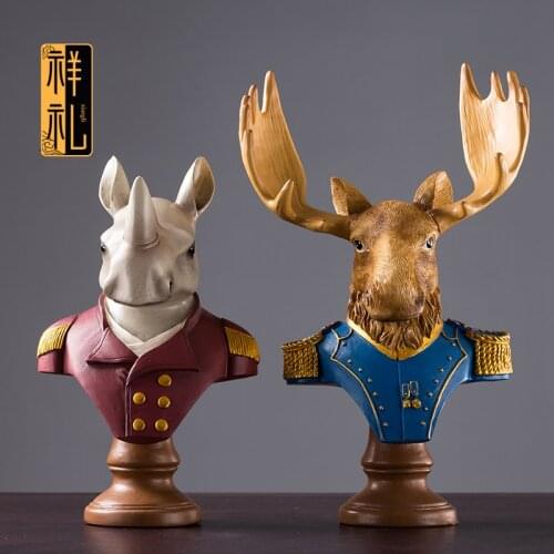 Deer horse rhinoceros decoration Nordic home decoration living room room wine cabinet creative TV cabinet crafts resin cabochon