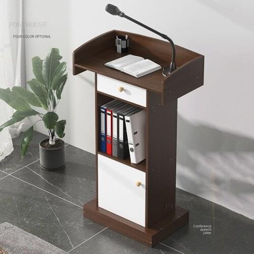 Simple Modern Office Reception Desks Restaurant Cashier Desk Speech Classroom Vertical Podium Table Church Pulpit with Drawer