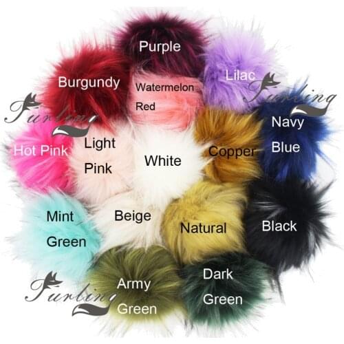 Furling DIY 12PCS Faux Raccoon Fur 11CM Fluffy Pom Pom Ball for Hat Beanie Accessories Women Keychain Hand Bag Charms