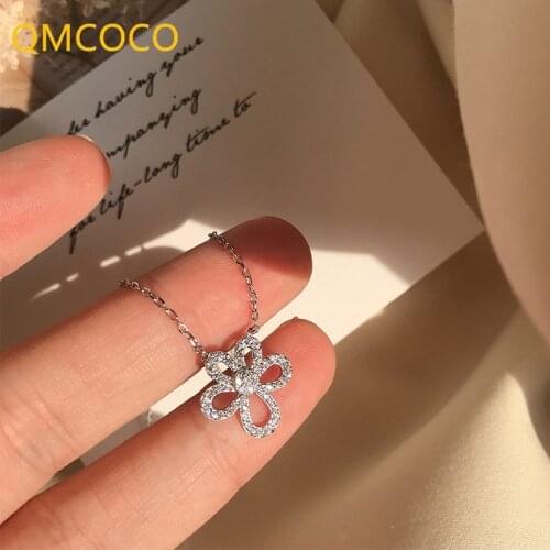 925 Silver Zircon Flower Necklace Minimalist INS Style Design Trend Women Fresh Sweet Romantic Collarbone Chain Neck Decoration