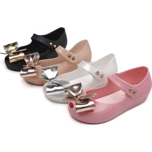 Girls Summer PVC jelly shoes Fashion Bowknot style soft Kids Baby Girls princess Melissa shoes Flat beach sandals SH19066