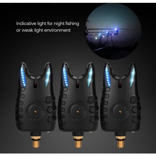 Lixada Fishing Bite Alarm Set Carp Fishing Alert Set Luminous Fishing Bait Indicator Digital Fishing Alert Kit 3 pcs Wireless