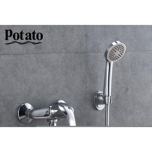 Potato Bathroom Faucets Cold And Hot Water Simple Style Single Handle With ABS Chrome Shower Hand Bath Mixer P2007