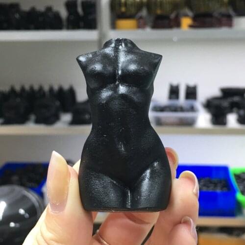 Natural Obsidian Hand Carved Ornaments Female Nude Models For Home Decoration Gift