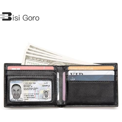 BISI GORO Smart Wallets RFID Credit Card Holder Money Bag PU Leather Slim Wallet For Men Purse Purse Carteira High Quality Case