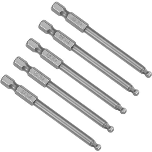 Uxcell 5 Pcs H4 (4mm) Ball End Screwdriver Bits, S2 Steel Magnetic 2.95 Inch Long Drill Bit with 1/4 Inch Hex Shank