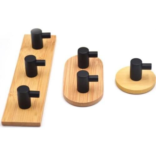 1/2/3 Wooden Hangers Self Adheisve Wall Hanging Hook Coat Umbrella Clothes Bags Holder Hook KItchen Bathroom Storage Holder