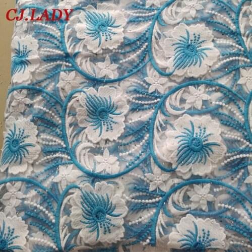 High Quality Lace With Stones African Guipure Lace Fabric 5 Yards For Hot Sale Party Sewing Wedding Dress Clothing Material B06