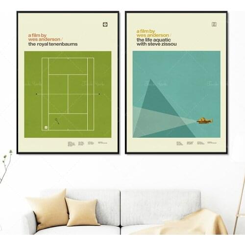 WES ANDERSON Inspired Canvas Posters Movie Wall Art Minimalist Graphic Prints Mid Century Modern Vintage Style Retro Home Decor