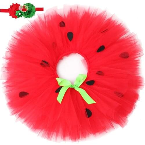 Strawberry Girls Tutu Skirt Outfit Red Fluffy Children Princess Tutu Pettiskirt Party Dance Baby Girl Tulle Skirts Kids Costume