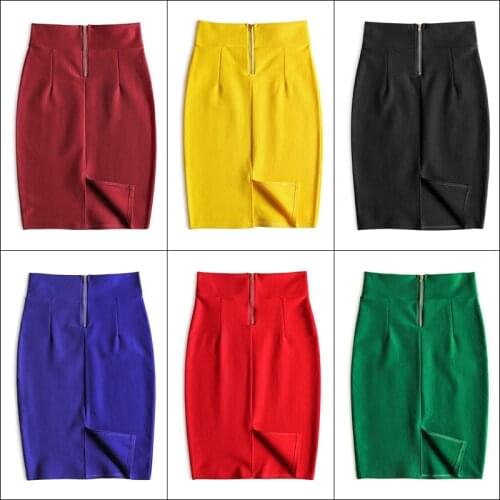 Spring Autumn Womens Skirt Korean Style Pure Color Split Zipper Skirt New Commuter Short High Waist Slim Skirts GX558