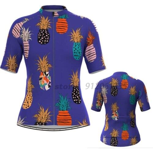 Pineapple Womens Short Sleeve Cycling Jersey Violet New Clothes Bicycle Cycling Top Bike Top Road Wear